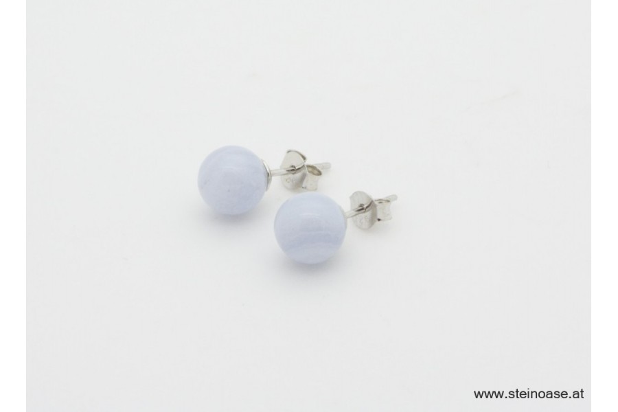 Ohrstecker Chalcedon blau 8mm Silber